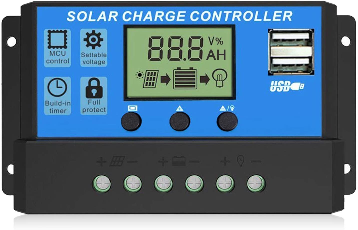 20A PWM 12/24V Solar Charge Controller, Solar Panel Battery Intelligent