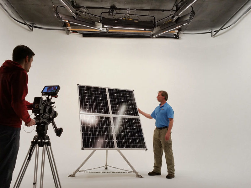 filming solar panels