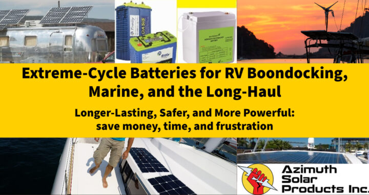 Banner for article Extreme Cycle Batteries for RV Boondocking Marine by Azimuth Solar