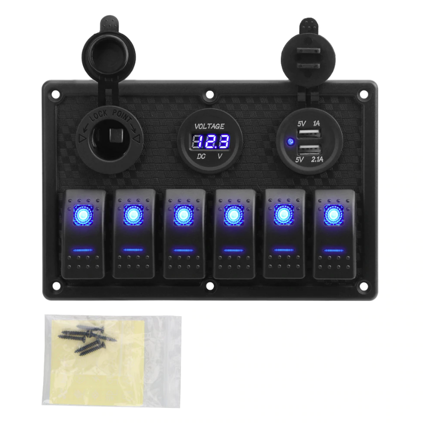 Digital Voltage Display Gang Rocker Switch Panel With 4.2A Dual USB Slot Socket  Waterproof IP65 – Azimuth Solar Products